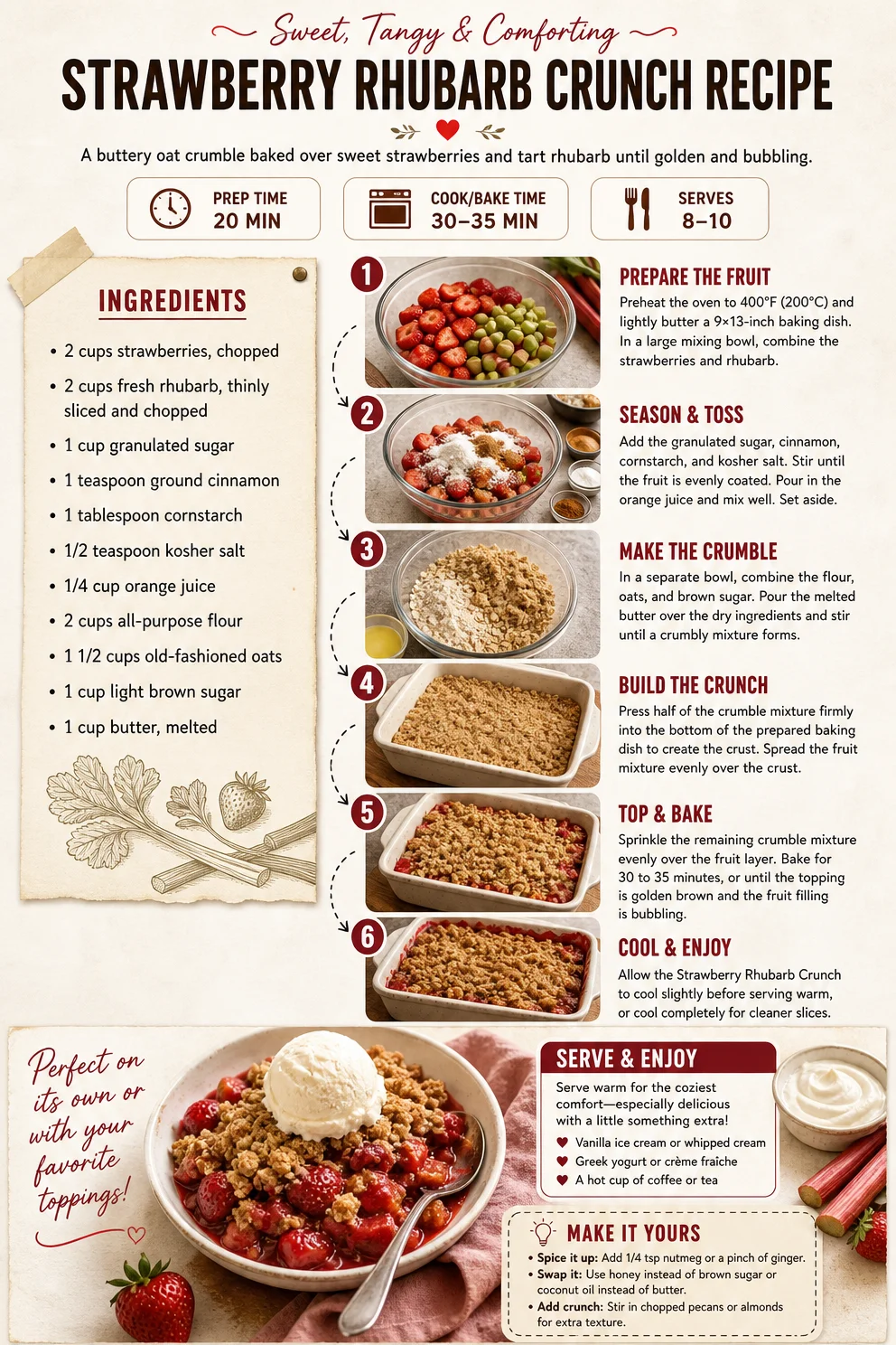 Strawberry Rhubarb Crunch Recipe