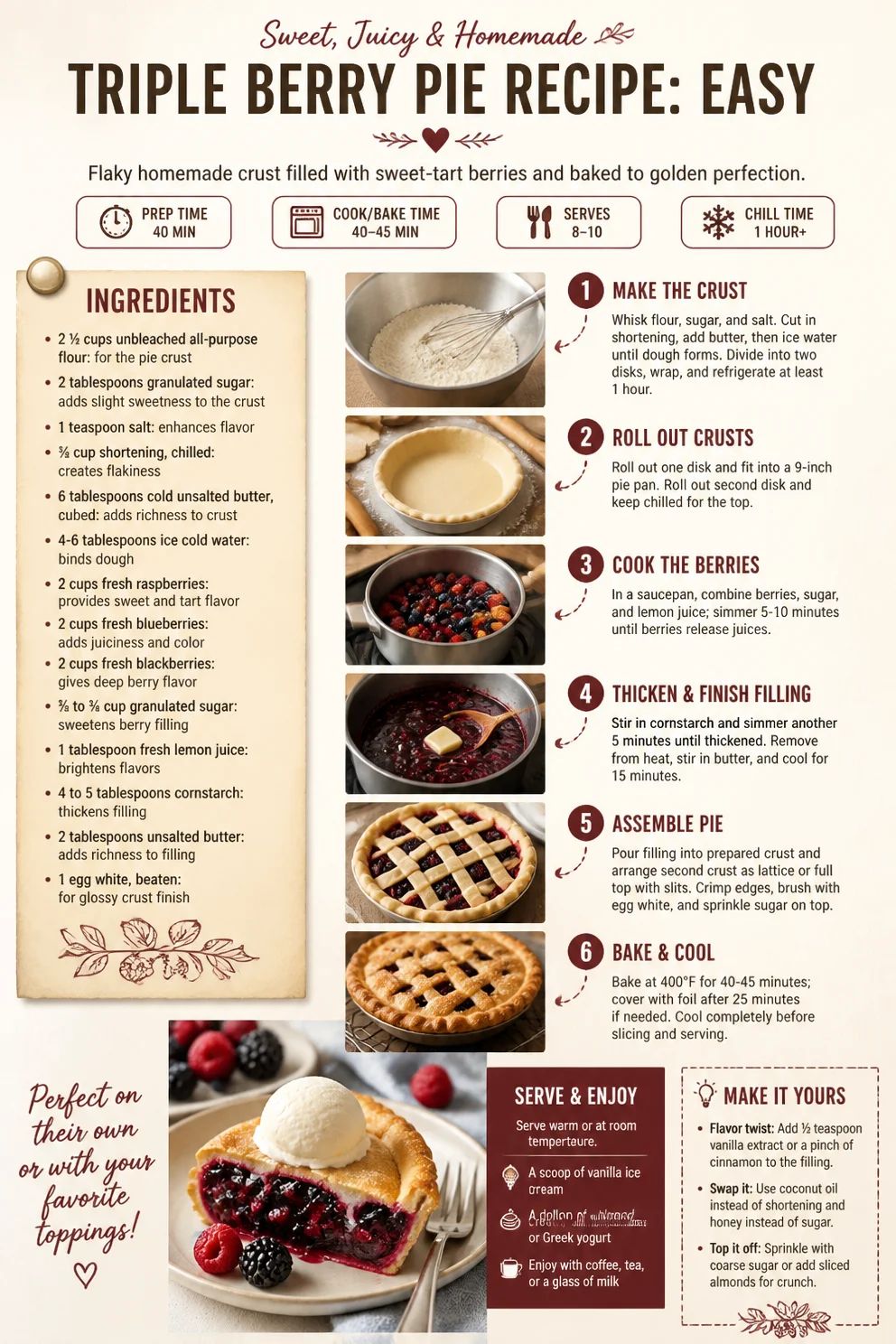 Triple Berry Pie Recipe: Easy Triple Berry Pie Triple Berry Pie Recipe: Easy