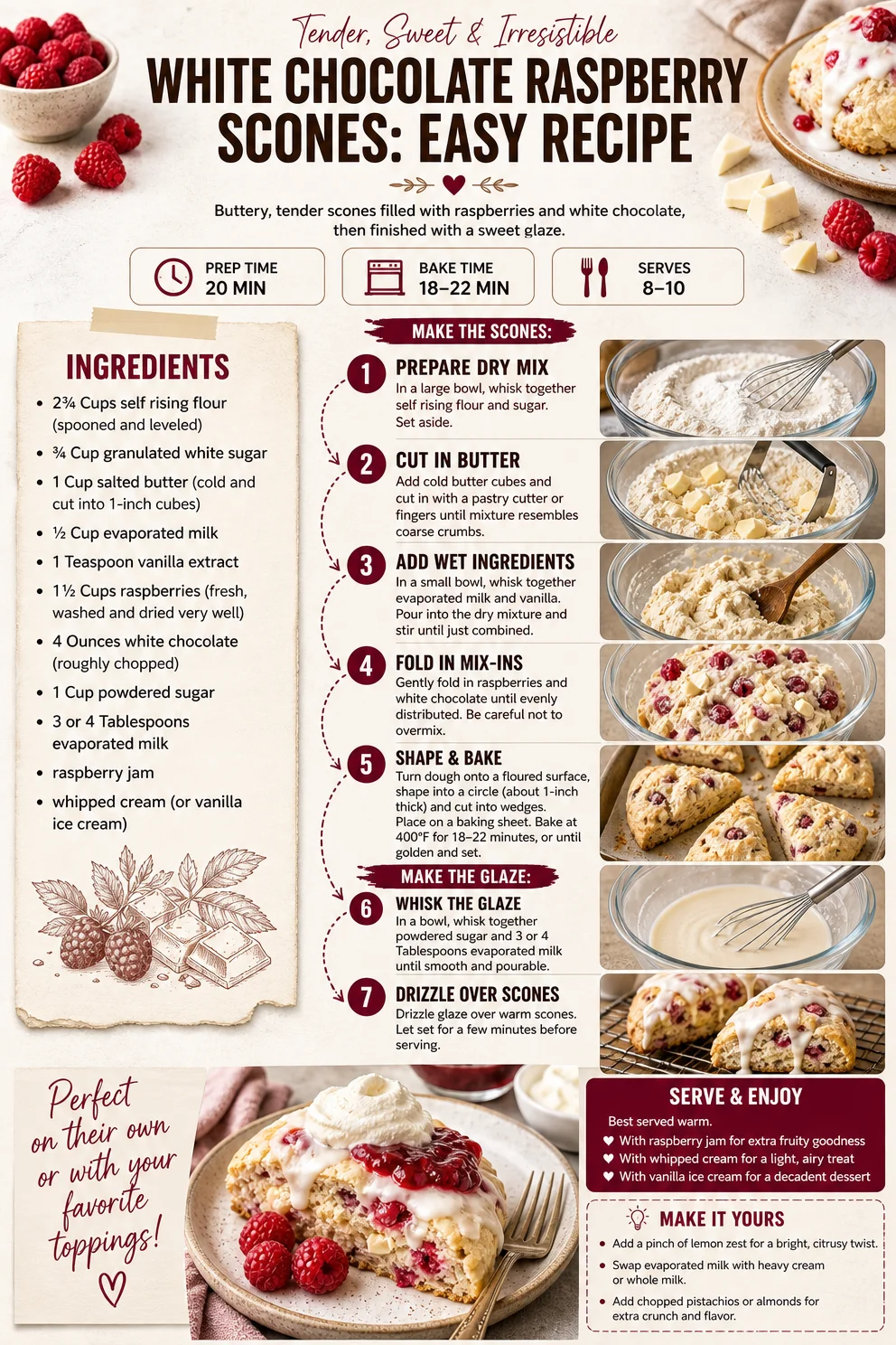 White Chocolate Raspberry Scones: Easy Recipe white chocolate raspberry scones White Chocolate Raspberry Scones: Easy Recipe