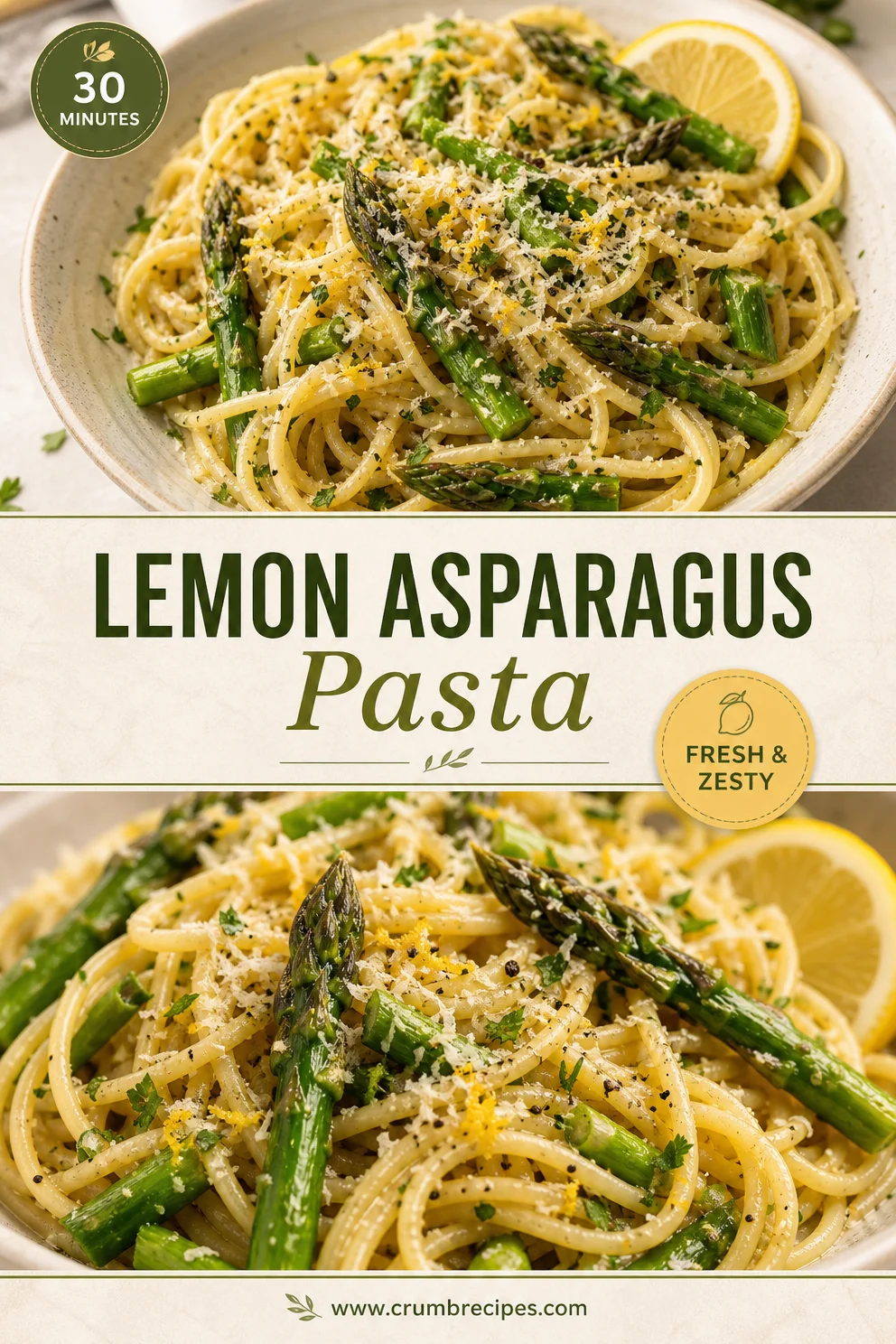 30-Minute Asparagus Lemon Pasta Recipe | Asparagus and pasta recipes, Tender asparagus, Pasta dinner