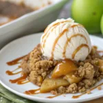 Delicious Apple Crisp with Extra Streusel topping served in a bowl