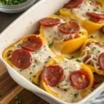 A serving of Dump and Bake Pepperoni Tortellini Alfredo in a bowl